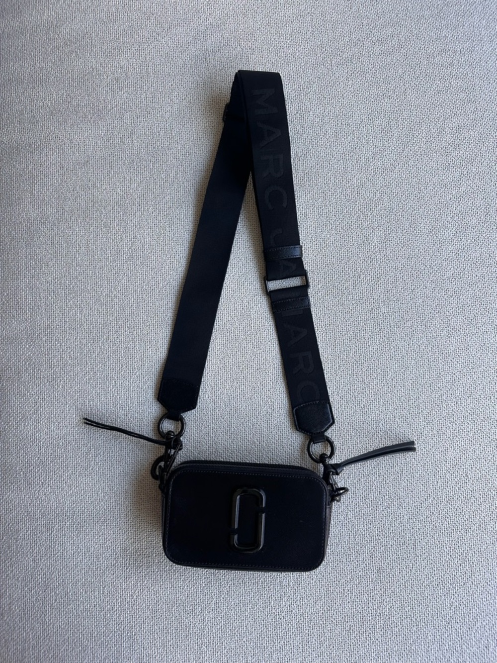 Marc Jacobs Black Leather Logo Strap Crossbody